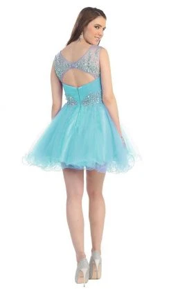 May Queen - Stunning Beaded Illusion Neck Cocktail Dress