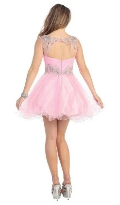 May Queen - Stunning Beaded Illusion Neck Cocktail Dress