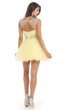 May Queen - Stunning Beaded Illusion Neck Cocktail Dress