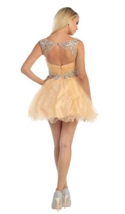 May Queen - Stunning Beaded Illusion Neck Cocktail Dress