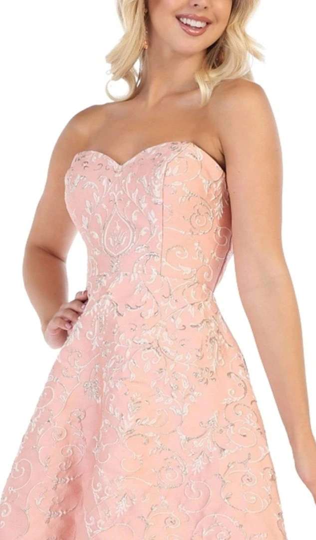 May Queen - Sweetheart Embroidered Metallic Scrolls RQ7672 - 1 Pc Blush In Size 16 Available Cocktail Dresses 5 May Queen - Sweetheart Embroidered Metallic Scrolls RQ7672 - 1 Pc Blush In Size 16 Available Cocktail Dresses