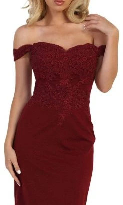Cocktail Dresses May Queen - Sweetheart V-Back Sheath Dress MQ1577 - 1 Pc Burgundy In Size 6 Available