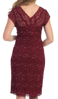 May Queen - Tiered Scallop Lace V-Neck Formal Dress MQ974