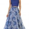 Formal Gowns May Queen - Two Piece Beaded Lace Floral Print Evening Gown