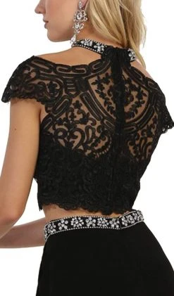 May Queen - Two Piece Bedazzled Sheath Evening Dress Formal Gowns 13 May Queen - Two Piece Bedazzled Sheath Evening Dress Formal Gowns