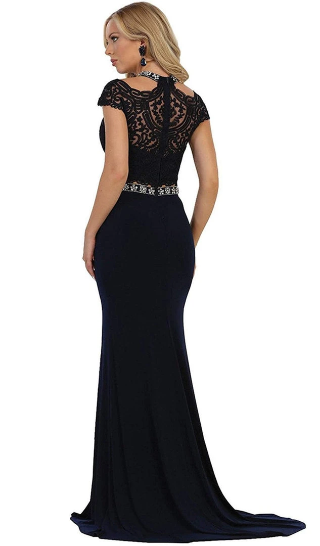 May Queen - Two Piece Bedazzled Sheath Evening Dress Formal Gowns 8 May Queen - Two Piece Bedazzled Sheath Evening Dress Formal Gowns