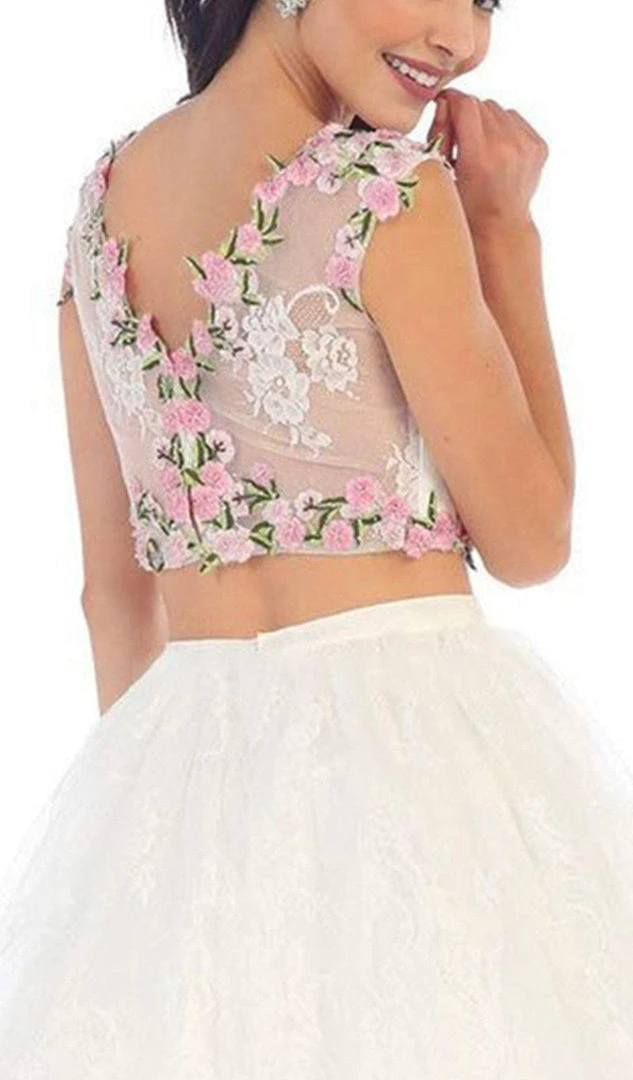 Cocktail Dresses May Queen - Two-Piece Floral Lace Applique Cocktail Dress 6 Cocktail Dresses May Queen - Two-Piece Floral Lace Applique Cocktail Dress