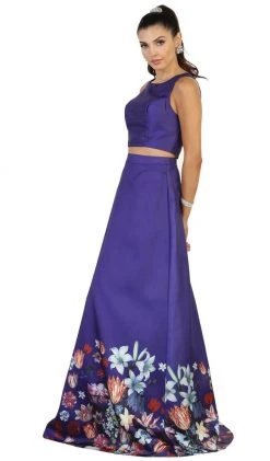 May Queen - Two Piece Floral Print Evening Dress 12 May Queen - Two Piece Floral Print Evening Dress