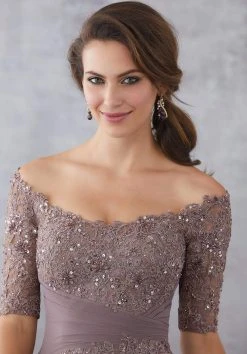 MGNY By Mori Lee - 71706 Embroidered Off-Shoulder A-line Gown