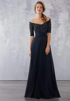 MGNY By Mori Lee - 71706 Embroidered Off-Shoulder A-line Gown