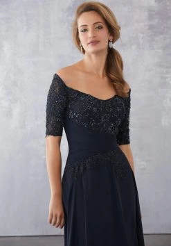 MGNY By Mori Lee - 71706 Embroidered Off-Shoulder A-line Gown