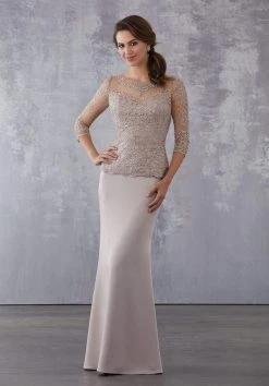 MGNY By Mori Lee - 71709 Beaded Lace Sheath Dress Formal Gowns