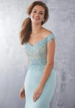 MGNY By Mori Lee - 71720 Embroidered Off-Shoulder Trumpet Dress Formal Gowns