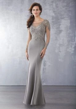 MGNY By Mori Lee - 71723 Embroidered Long Sleeve Trumpet Dress Formal Gowns