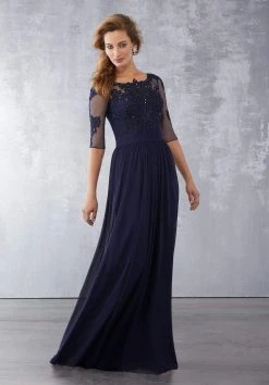 MGNY By Mori Lee - 71726 Embroidered Scoop Neck Sheath Dress