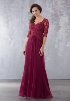 MGNY By Mori Lee - 71729 Embroidered Wide V-neck Sheath Dress Formal Gowns 14 MGNY By Mori Lee - 71729 Embroidered Wide V-neck Sheath Dress Formal Gowns