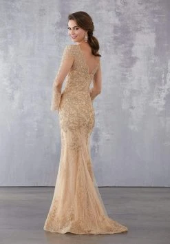 MGNY By Mori Lee - 71735 Embroidered Illusion Bateau Trumpet Dress