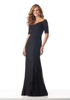 MGNY By Mori Lee - 71820 Ruched V-Neck Sheath Dress Formal Gowns