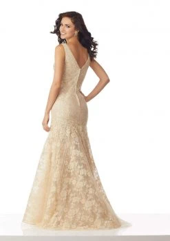 MGNY By Mori Lee - 71827 Beaded Appliqued Plunging V-Neck Dress 10 MGNY By Mori Lee - 71827 Beaded Appliqued Plunging V-Neck Dress