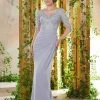 MGNY By Mori Lee - 71914 Embroidered Bateau Draped Sheath Dress Formal Gowns 2 MGNY By Mori Lee - 71914 Embroidered Bateau Draped Sheath Dress Formal Gowns