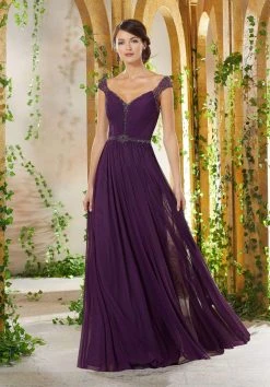 Formal Gowns MGNY By Mori Lee - 71917 Crystal Beaded V-neck A-line Gown