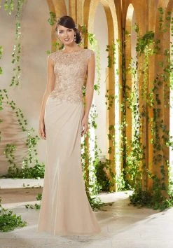 MGNY By Mori Lee - 71919 Embroidered Bateau Sheath Dress