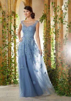 MGNY By Mori Lee - 71922 Embroidered Bateau A-line Dress Formal Gowns