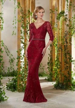 MGNY By Mori Lee - 71924 Embroidered V-neck Trumpet Dress