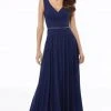 Formal Gowns MGNY By Mori Lee - 72131SC Pleated Sleeveless V-neck Long Dress - 1 Pc Navy In Size 8 Available 1 Formal Gowns MGNY By Mori Lee - 72131SC Pleated Sleeveless V-neck Long Dress - 1 Pc Navy In Size 8 Available