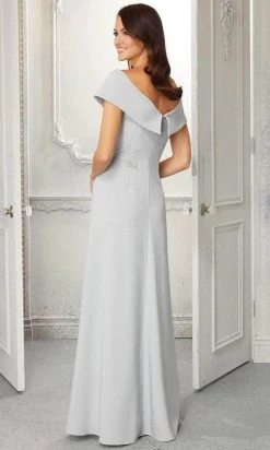 Formal Gowns MGNY By Mori Lee - 72406SC Folded Off Shoulder Evening Gown - 1 Pc Silver In Size 16 Available