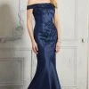 MGNY By Mori Lee – 72408SC Floral Appliqued Off-shoulder Evening Gown - 1 Pc Silver Sage In Size 8 Available