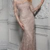 MGNY By Mori Lee - 72415SC Embellished Off-shoulder Sheer Lace Dress - 1 Pc Taupe/Mauve In Size 8 Available 2 MGNY By Mori Lee - 72415SC Embellished Off-shoulder Sheer Lace Dress - 1 Pc Taupe/Mauve In Size 8 Available