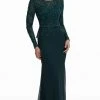 MGNY By Mori Lee - Bateau Beaded Lace Sheath Evening Dress 72010SC Formal Gowns 1 MGNY By Mori Lee - Bateau Beaded Lace Sheath Evening Dress 72010SC Formal Gowns