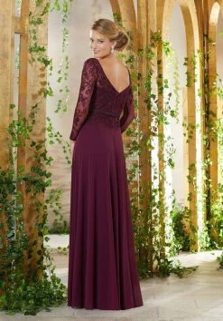 MGNY By Mori Lee - Beaded Embroidered Semi-Sweetheart Dress 71934SC - 1 Pc Eggplant In Size 4 Available Formal Gowns