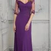 MGNY By Mori Lee - Wide Neck Soft Stretch Column Gown 72411SC - 1 Pc Navy In Size 6 Available