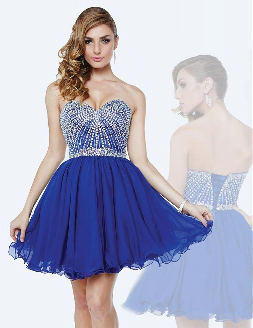 Milano Formals - E1845 Jewel Ornate Strapless Sweetheart Cocktail Dress - 1 Pc. Royal In Size 4 Available Cocktail Dresses 3 Milano Formals - E1845 Jewel Ornate Strapless Sweetheart Cocktail Dress - 1 Pc. Royal In Size 4 Available Cocktail Dresses