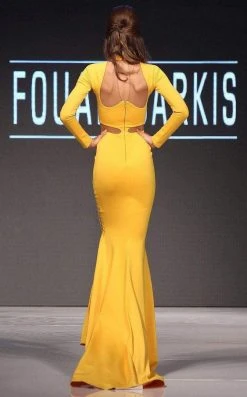 MNM Couture - 2272 Long Sleeved High Neck Trumpet Dress