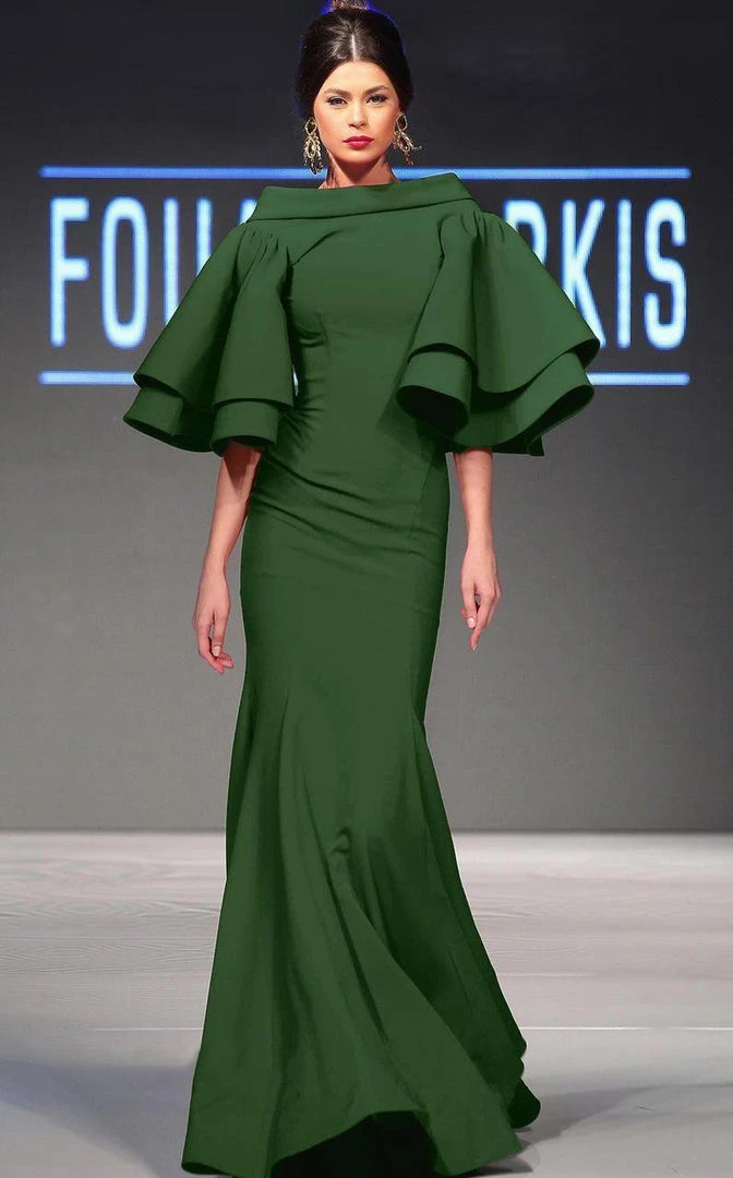 MNM Couture - 2284 Dramatic High Collared V-Back Mermaid Gown Formal Gowns 5 MNM Couture - 2284 Dramatic High Collared V-Back Mermaid Gown Formal Gowns