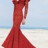 MNM Couture - 2345 Ruffle Off-Shoulder Laser Cut Mermaid Gown Formal Gowns 1 MNM Couture - 2345 Ruffle Off-Shoulder Laser Cut Mermaid Gown Formal Gowns