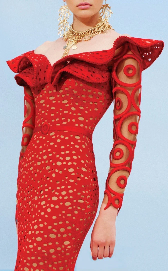 MNM Couture - 2345 Ruffle Off-Shoulder Laser Cut Mermaid Gown Formal Gowns 4 MNM Couture - 2345 Ruffle Off-Shoulder Laser Cut Mermaid Gown Formal Gowns