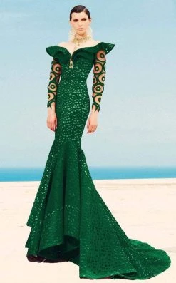MNM Couture - 2345 Ruffle Off-Shoulder Laser Cut Mermaid Gown Formal Gowns 9 MNM Couture - 2345 Ruffle Off-Shoulder Laser Cut Mermaid Gown Formal Gowns