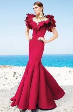 MNM Couture - 2346 Lavish Leaves Ruffled Mermaid Gown