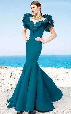 MNM Couture - 2346 Lavish Leaves Ruffled Mermaid Gown