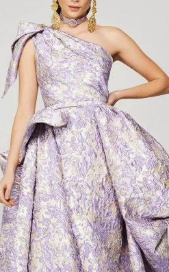 MNM Couture - 2374 Embroidered Asymmetric A-Line Dress