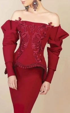 MNM Couture - 2408 Ruffled Long Sleeve Mermaid Gown