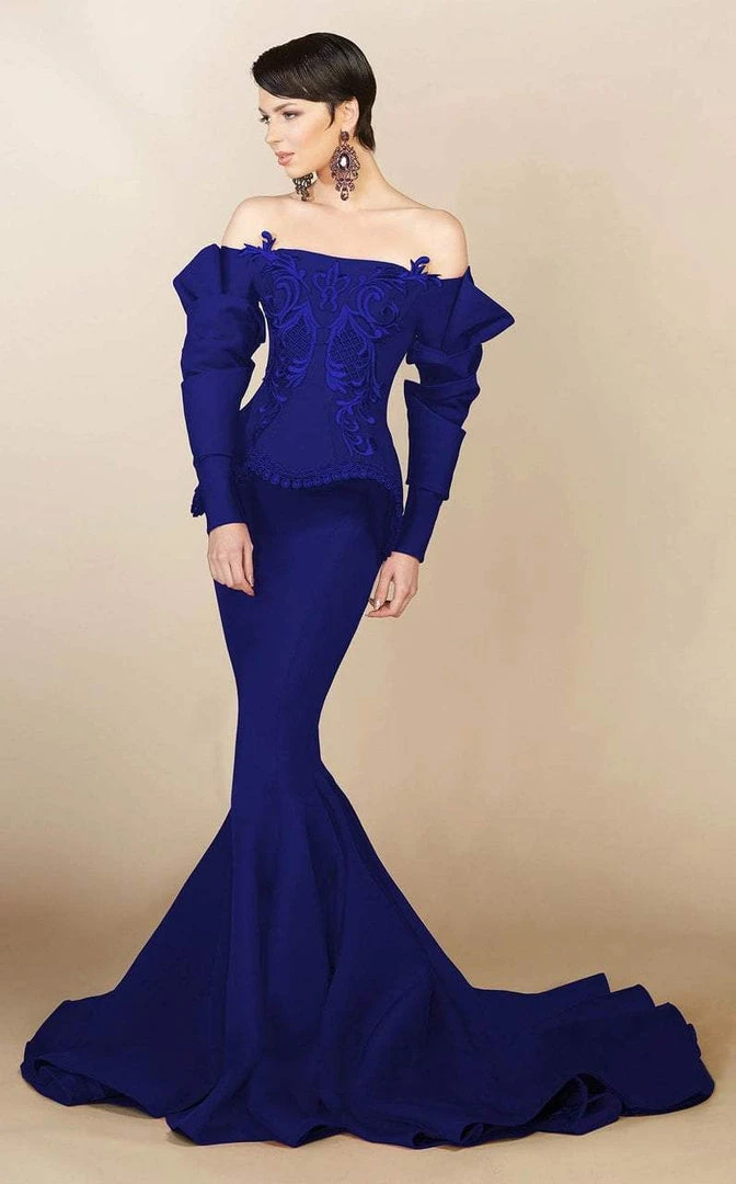 MNM Couture - 2408 Ruffled Long Sleeve Mermaid Gown 5 MNM Couture - 2408 Ruffled Long Sleeve Mermaid Gown