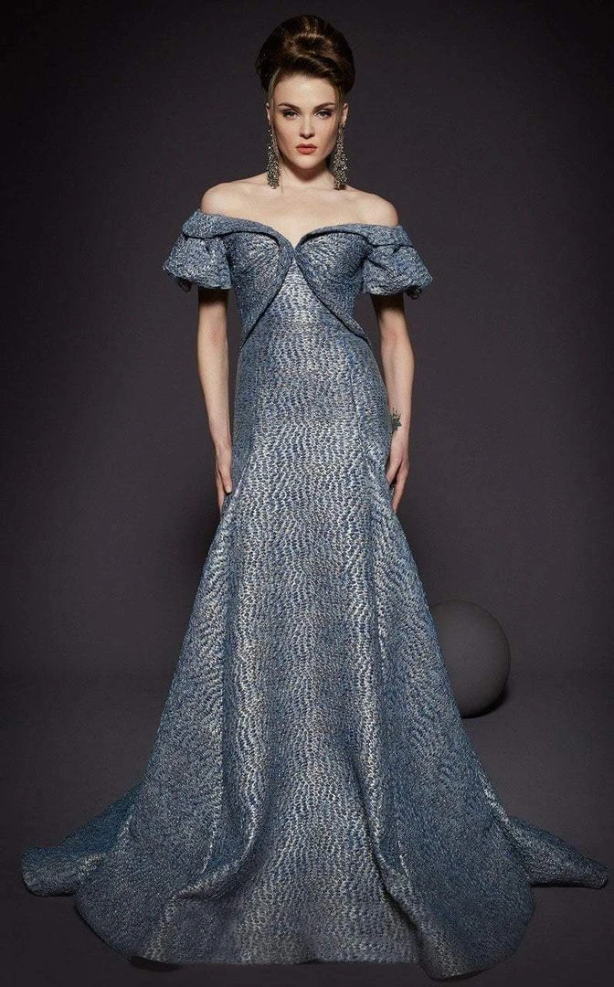 MNM Couture - 2443 Off-Shoulder Brocade Trumpet Dress 3 MNM Couture - 2443 Off-Shoulder Brocade Trumpet Dress