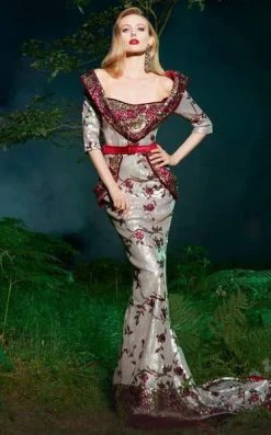 Formal Gowns MNM COUTURE - 2494 Sequin Embellished Sheath Evening Gown