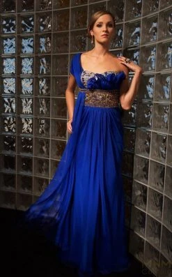 Formal Gowns MNM Couture - 5699 One Shoulder Draped Long Gown