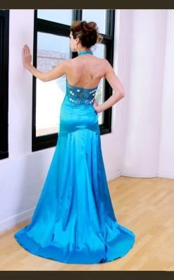 MNM Couture - 5982 Bedazzled Halter Trumpet Dress Formal Gowns